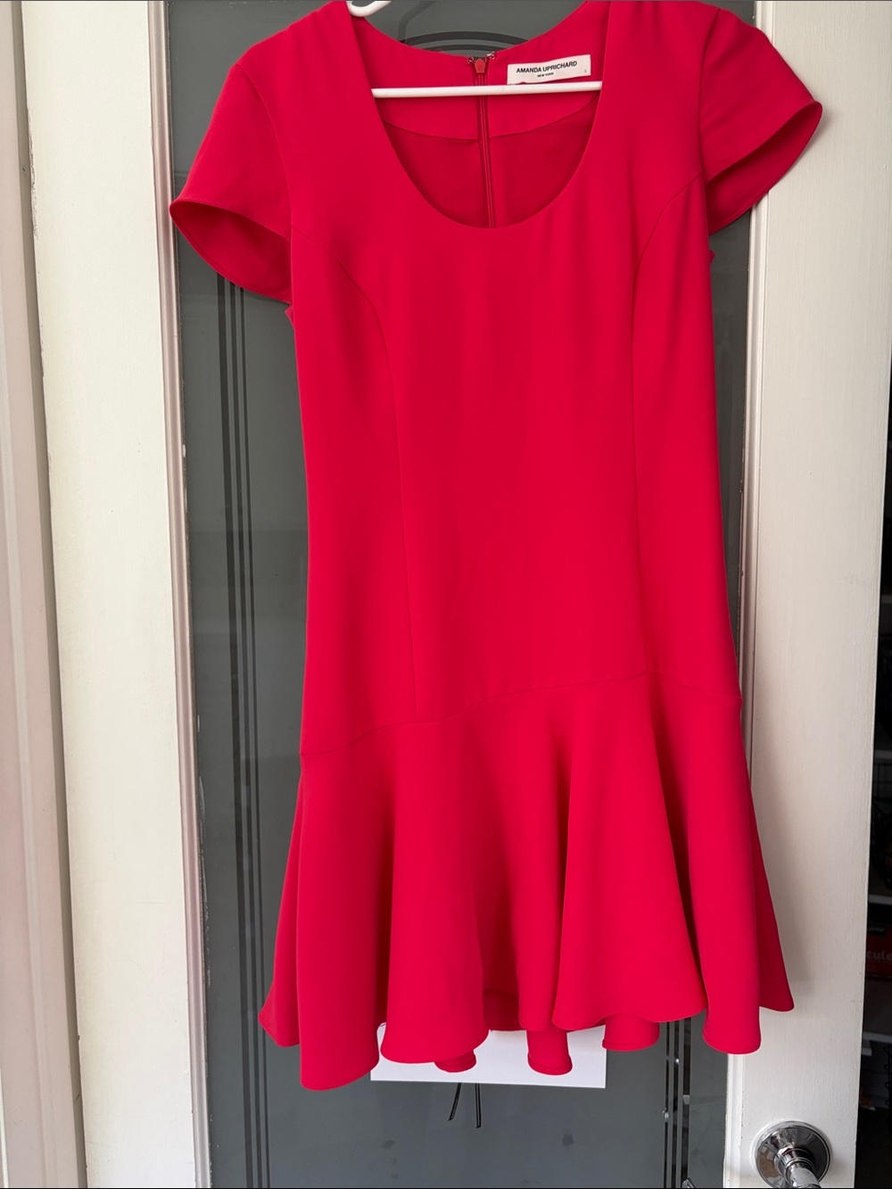 Amanda Uprichard Bright Red Scoop Neck Fit & Flare Dress